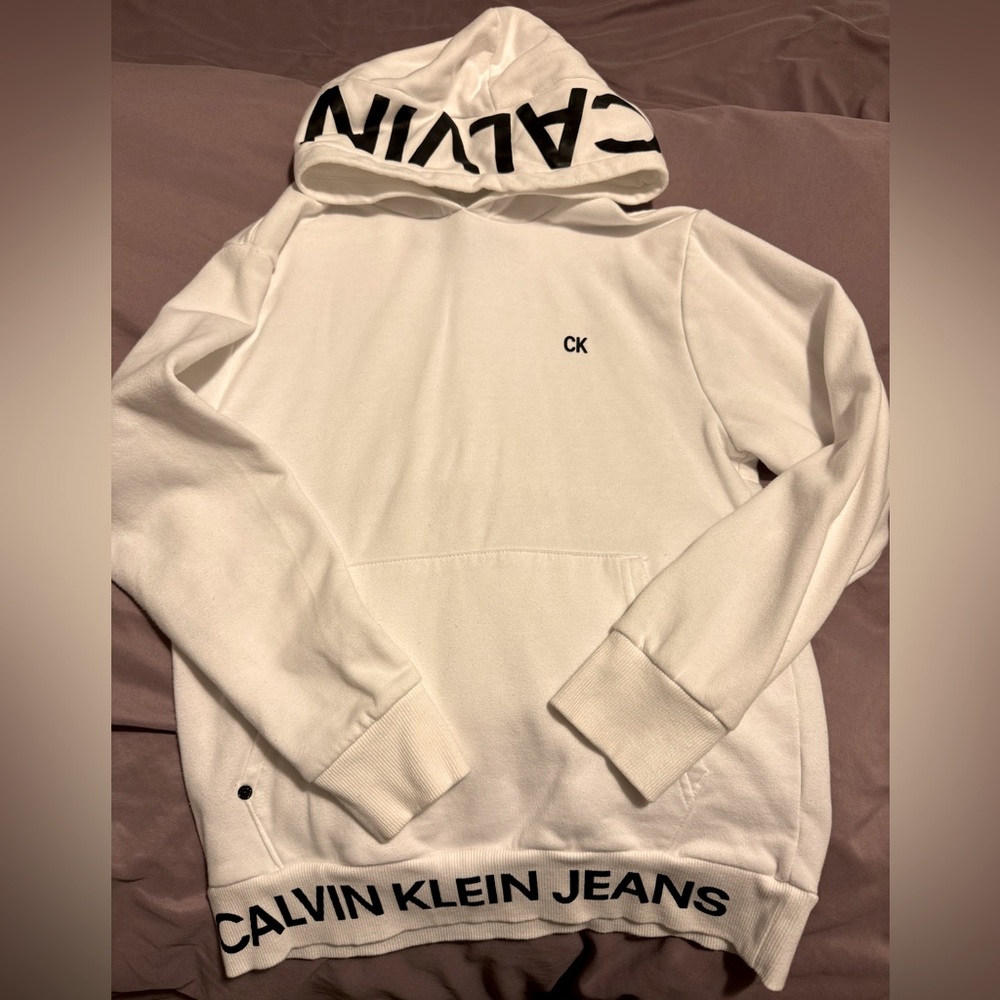 Boys Calvin Klein white hoodie